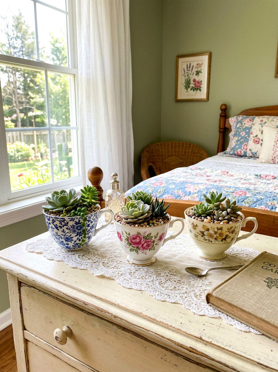 Tea Cup Succulent Garden - 25 Spring DIY Terrarium Ideas