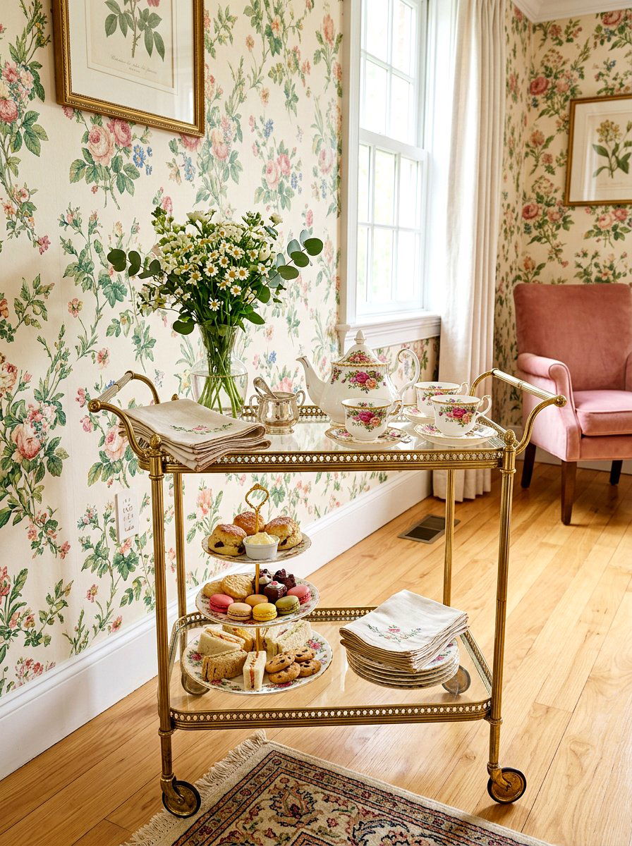 Tea Party Bar Cart - 25 Spring Bar Cart Styling Ideas