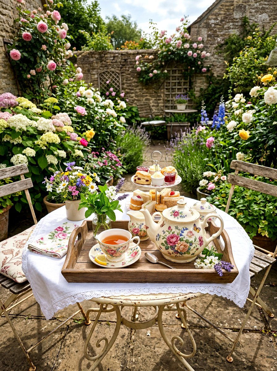 Tea party tray - 25 Spring Vintage Tray Decor Ideas