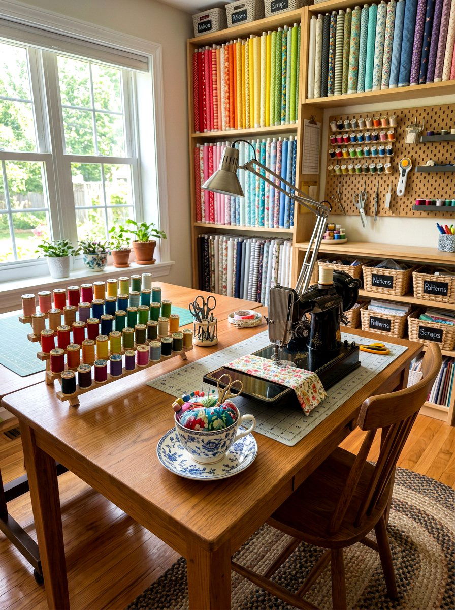 Teacup Sewing Station - 25 Spring Teacup Decor Ideas