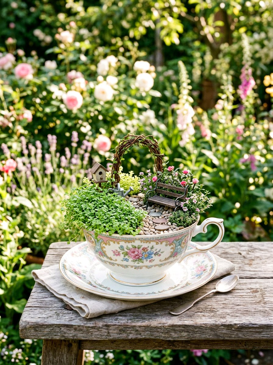 Teacup fairy garden - 25 Spring Fairy Garden Ideas