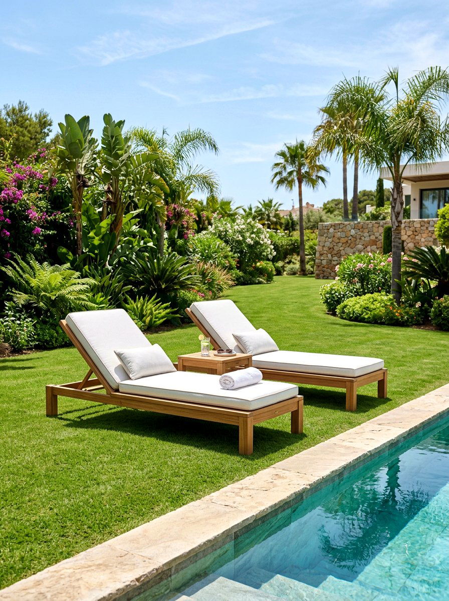 Teak Lounge Chair - 25 Spring Pool Area Decor Ideas