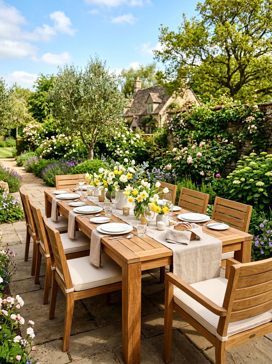 Teak Outdoor Dining Table - 25 Spring Backyard Decor Ideas