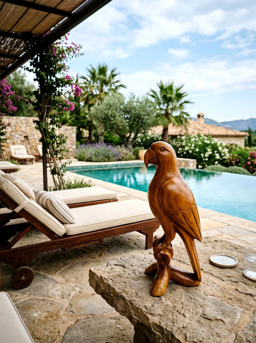 Teak Wood Bird Statue - 25 Spring Wooden Bird Ideas