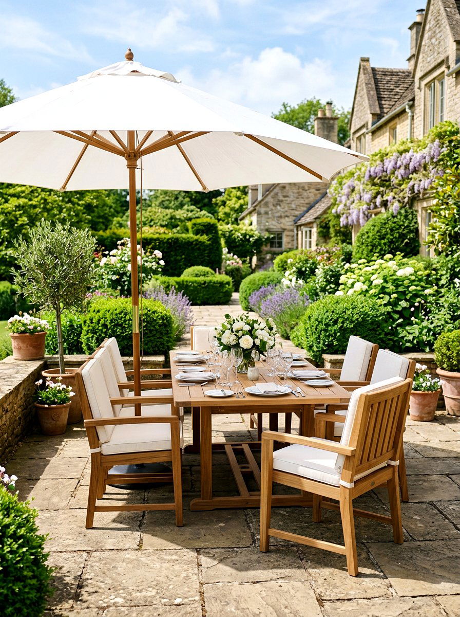 Teak dining set - 25 Backyard Spring Decor Ideas