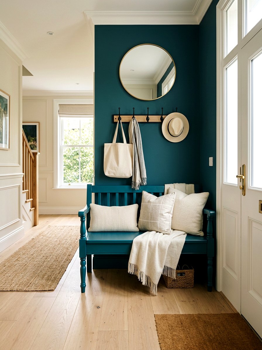 Teal Hallway Bench - 25 Spring Painted Furniture Ideas