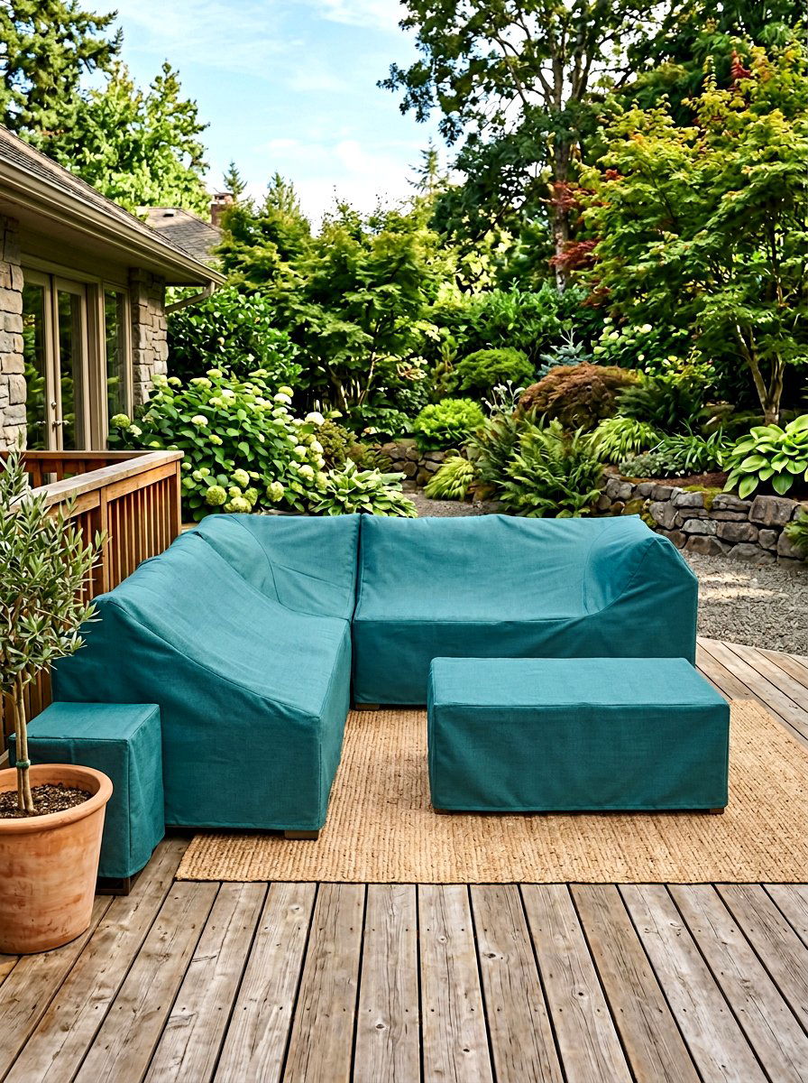 Teal Microfiber Outdoor Cover - 25 Spring Outdoor Throw Ideas