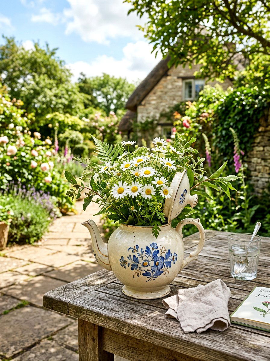 Teapot Flower Vase - 25 Spring High Tea Decor Ideas