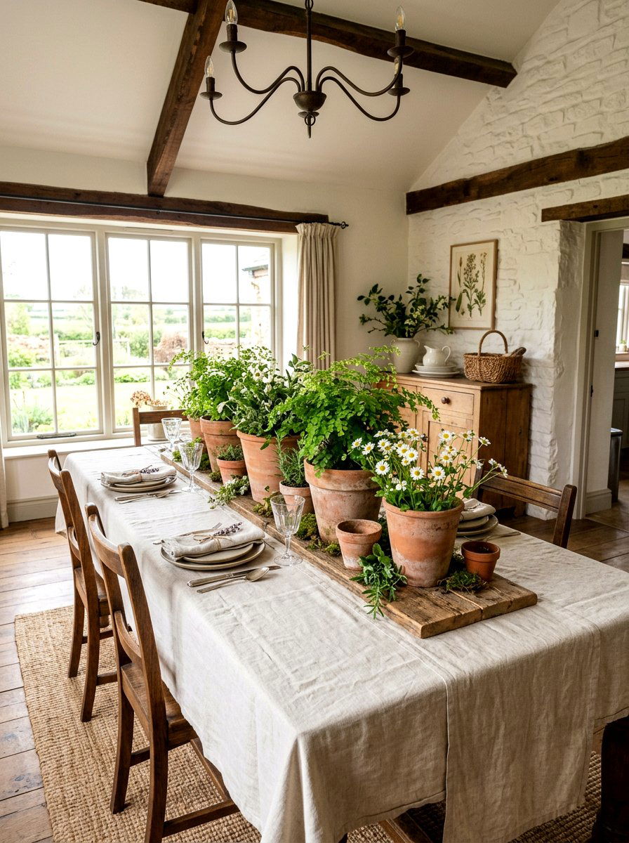 Terra Cotta Pot Centerpiece - 25 Spring Nature Table Ideas