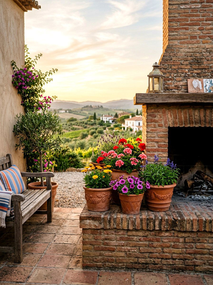 Terra Cotta Pot Fireplace Decor - 25 Spring Outdoor Fireplace Decor Ideas