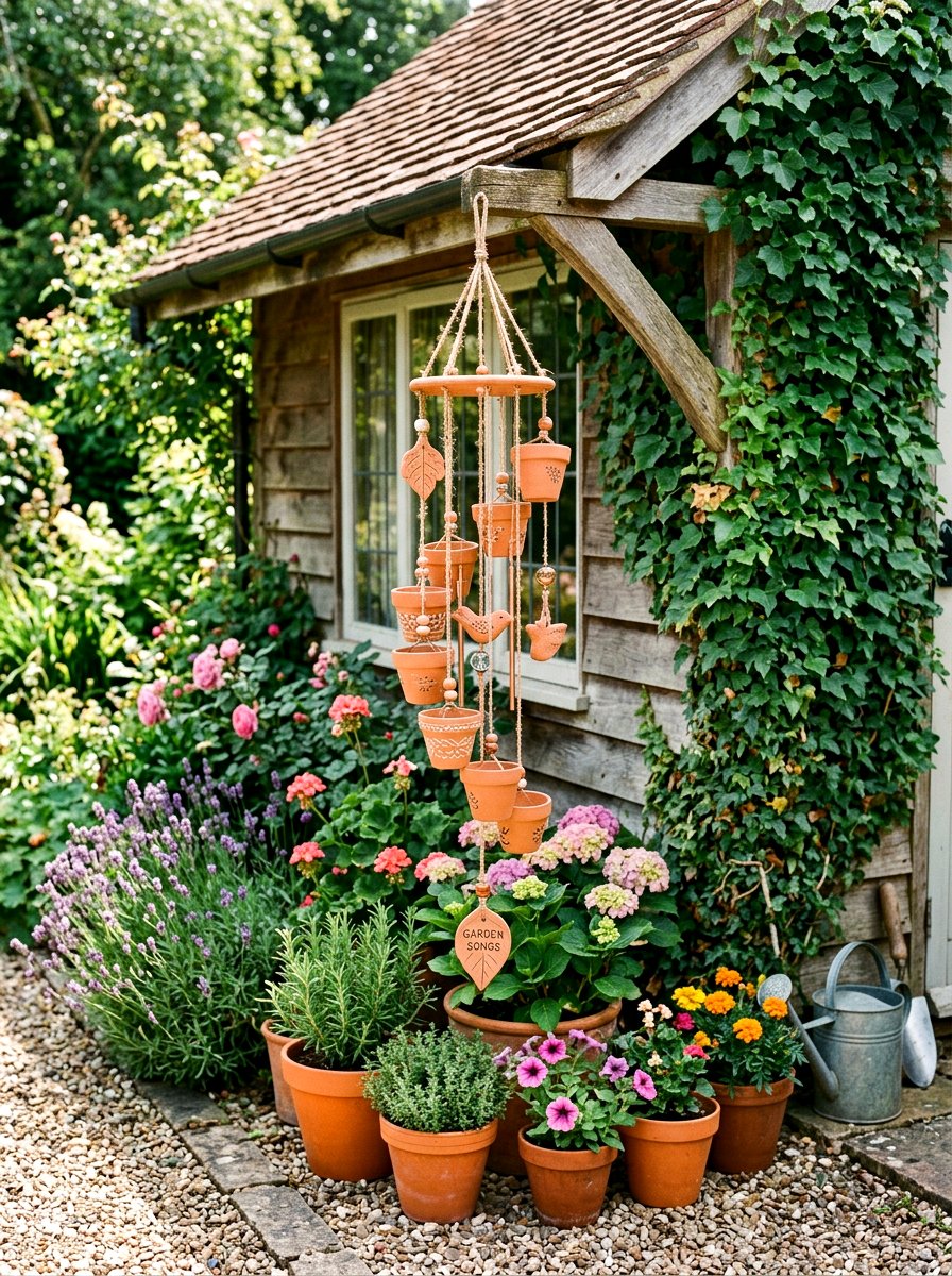 Terra cotta pot wind chime - 25 Spring Wind Chime Ideas