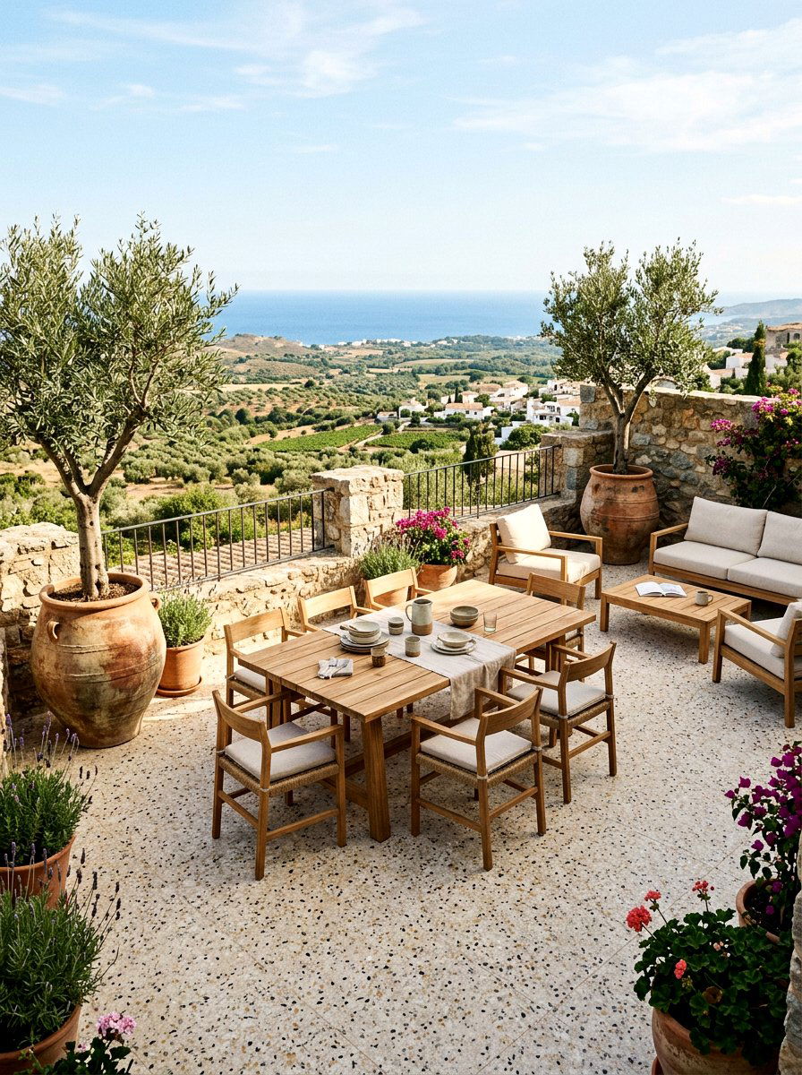 Terrace With Rustic Terrazzo Tile - 25 Spring Wabi Sabi Decor Ideas