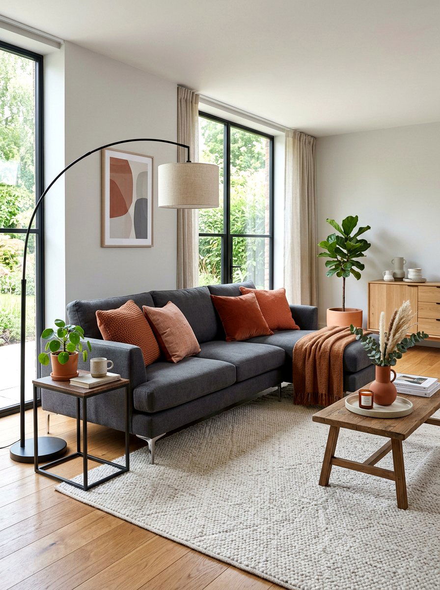 Terracotta Accent Pillow Sofa - 25 Spring Terracotta Decor Ideas