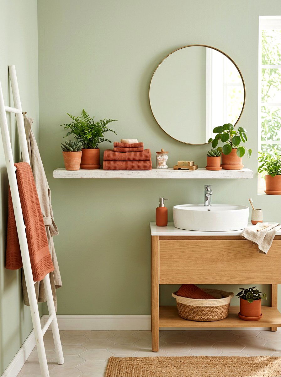 Terracotta Accents For Spring Bathroom - 25 Spring Powder Room Decor Ideas