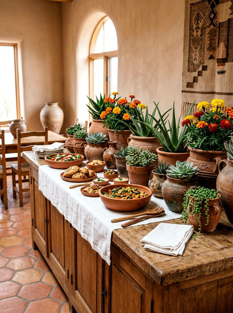 Terracotta Buffet - 25 Spring Buffet Decor Ideas