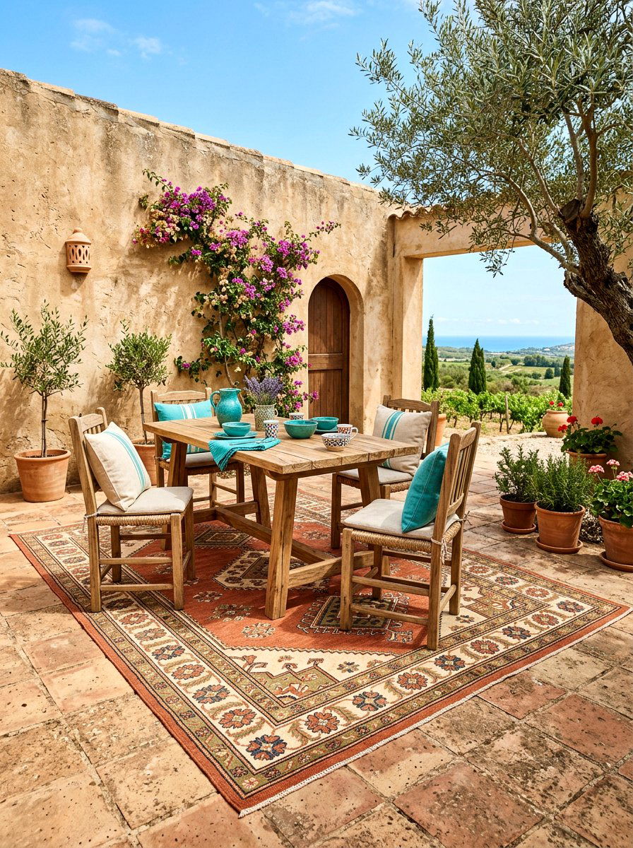 Terracotta Clay Outdoor Rug - 25 Spring Outdoor Rug Ideas