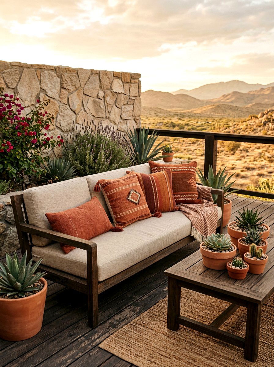 Terracotta Earthy Outdoor Pillow - 25 Spring Outdoor Pillow Ideas