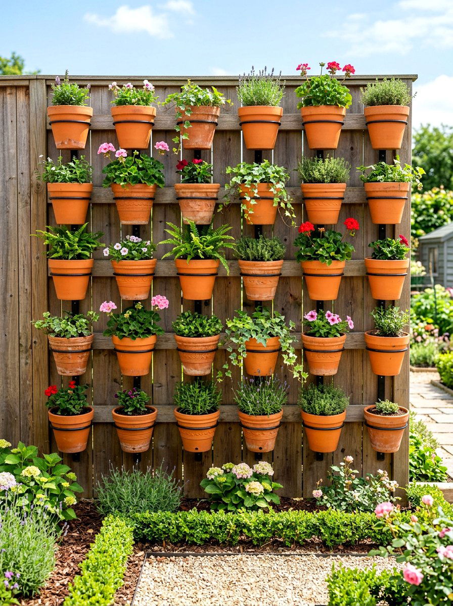 Terracotta Flower Pot - 25 Spring Fence Decor Ideas