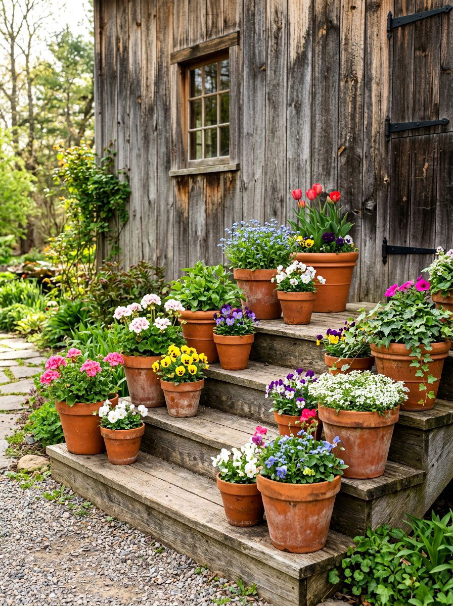 Terracotta Flower Pot - 25 Spring Barn Wedding Decor Ideas