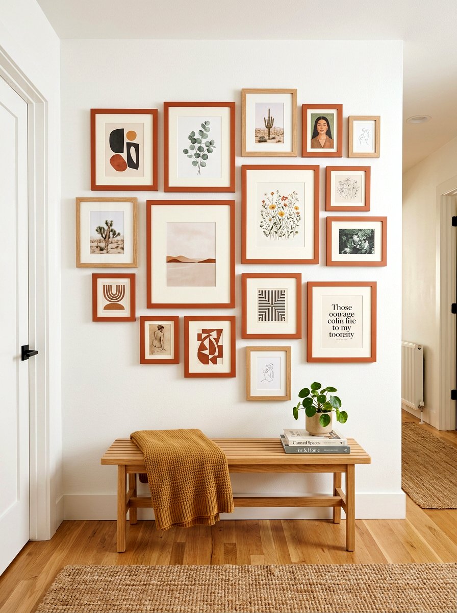 Terracotta Frame Gallery Wall - 25 Spring Terracotta Decor Ideas