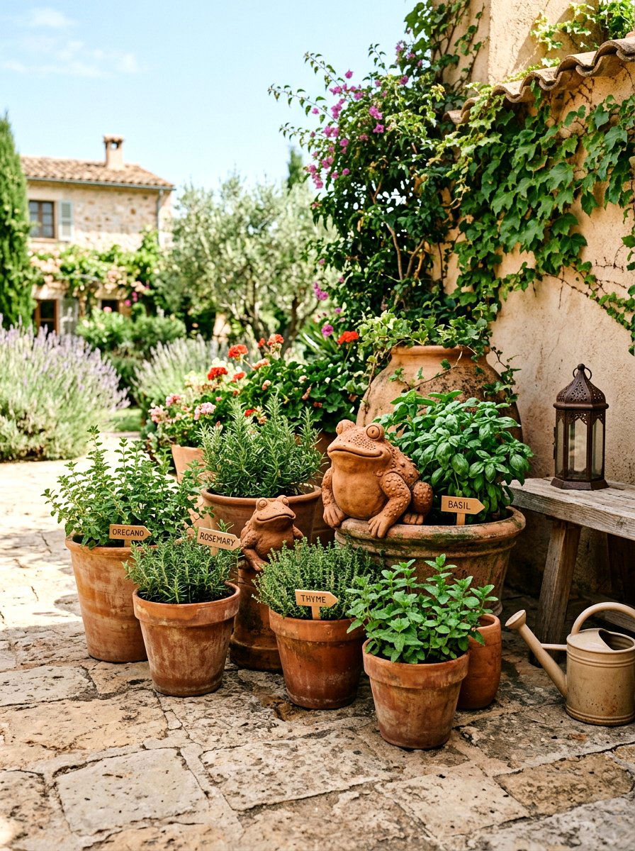 Terracotta Frog Garden Accents - 25 Spring Frog Garden Decor Ideas