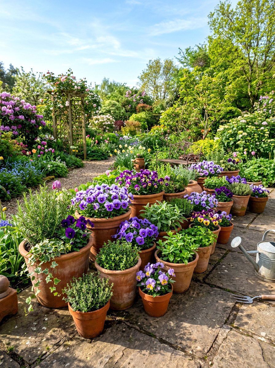 Terracotta Garden Pots - 25 Spring Cottage Decor Ideas