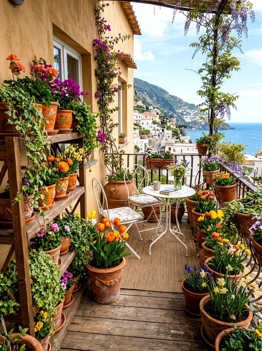 Terracotta Planter Balcony - 25 Spring Model Home Decor Ideas