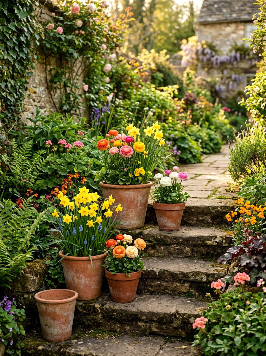 Terracotta Pot Arrangement - 25 Spring Curbside Planter Ideas