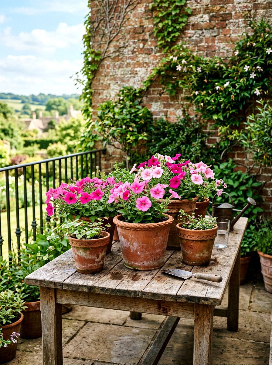 Terracotta Pot Arrangement - 25 Spring Balcony Table Decor Ideas