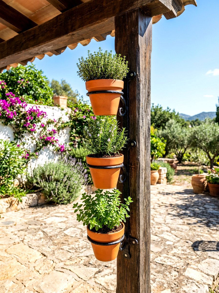 Terracotta Pot Bracket Porch Post - 25 Spring Porch Post Decor Ideas