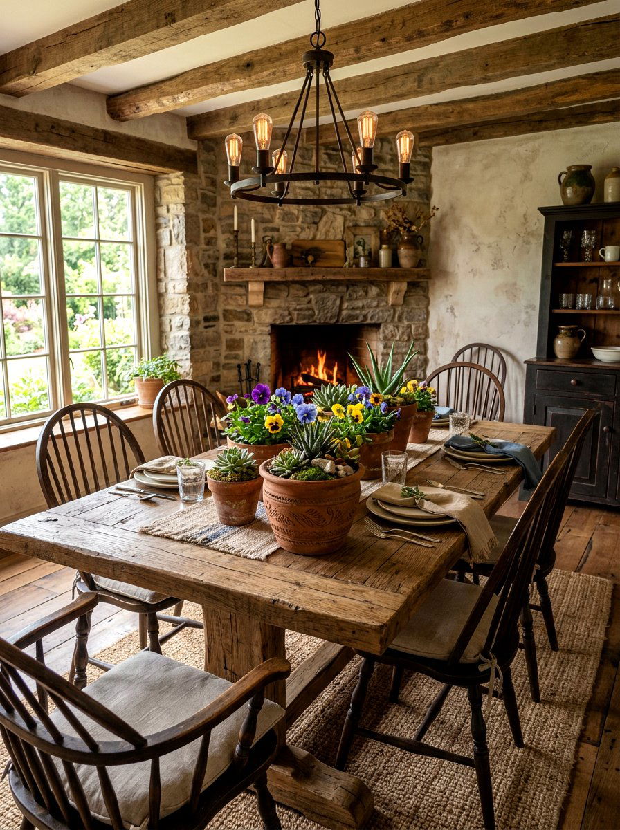 Terracotta Pot Centerpiece - 25 Spring Luncheon Table Ideas