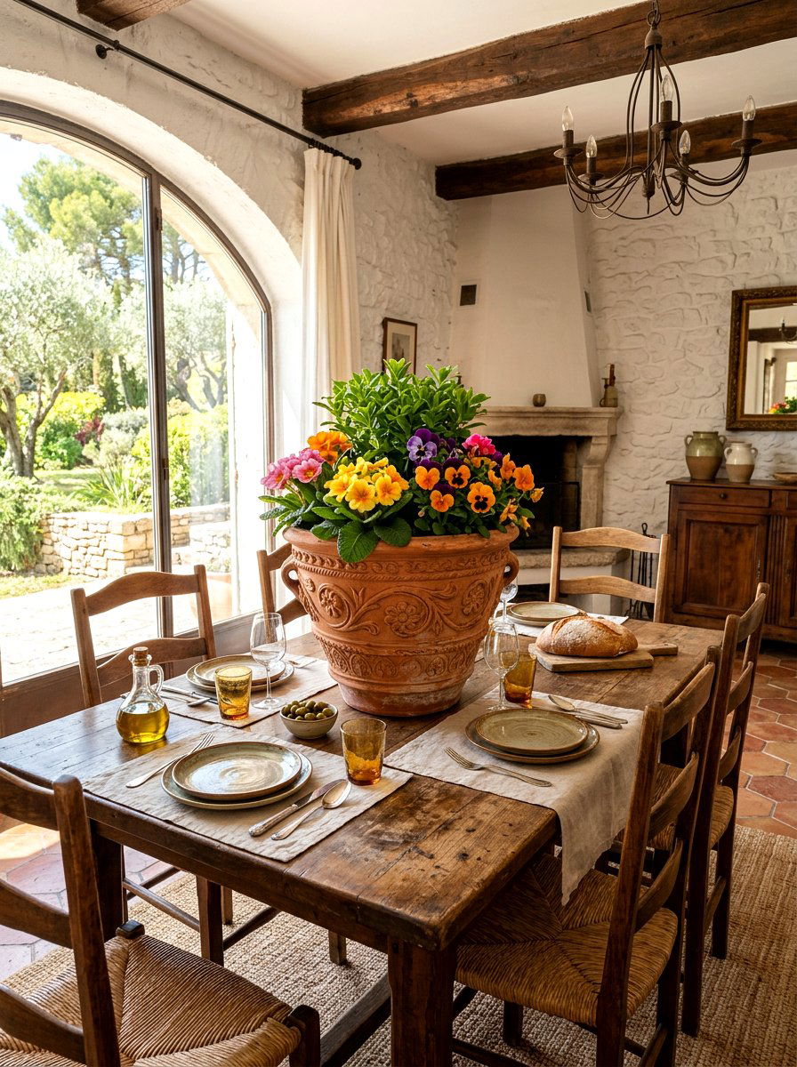 Terracotta Pot Centerpiece - 25 Spring Dinner Party Table Ideas