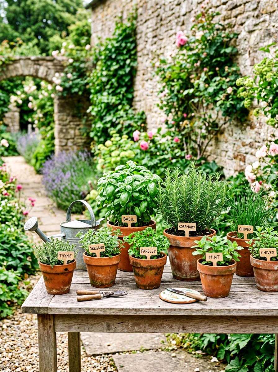 Terracotta Pot Display - 25 Spring Outdoor Table Decor Ideas