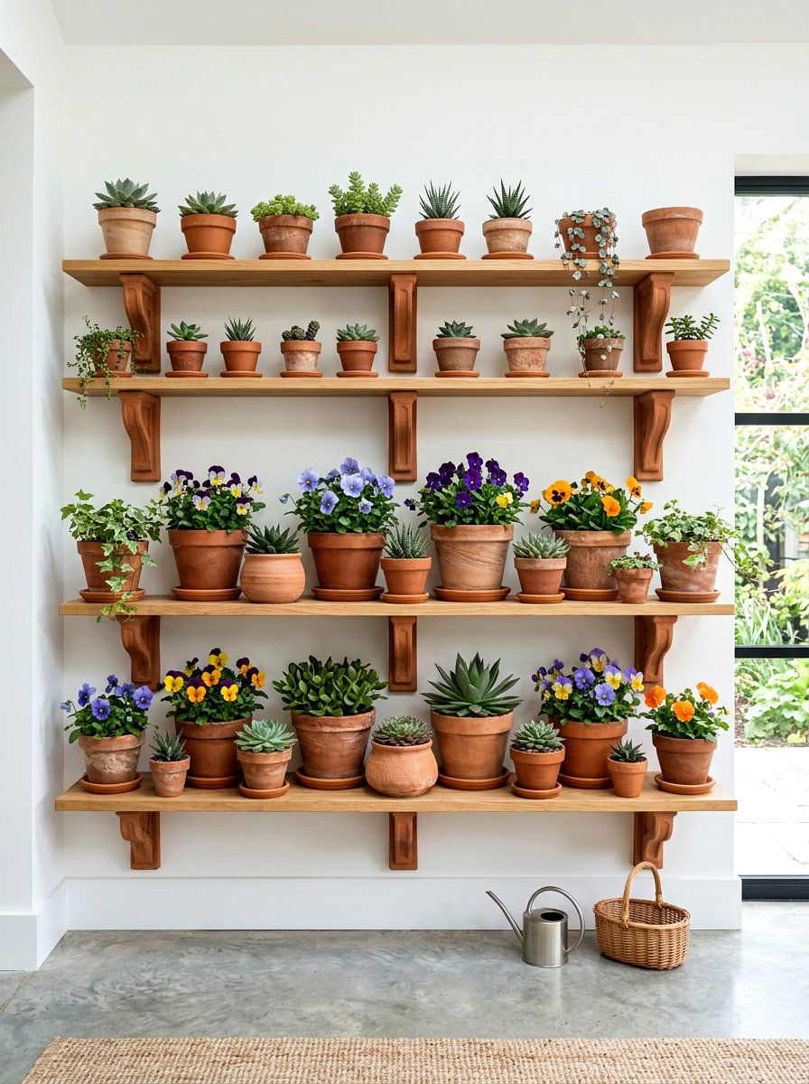Terracotta Pot Display - 25 Spring Shelf Vignette Ideas