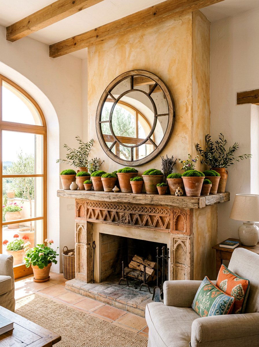 Terracotta Pot Spring Mantel - 25 Spring Mantel Styling Ideas