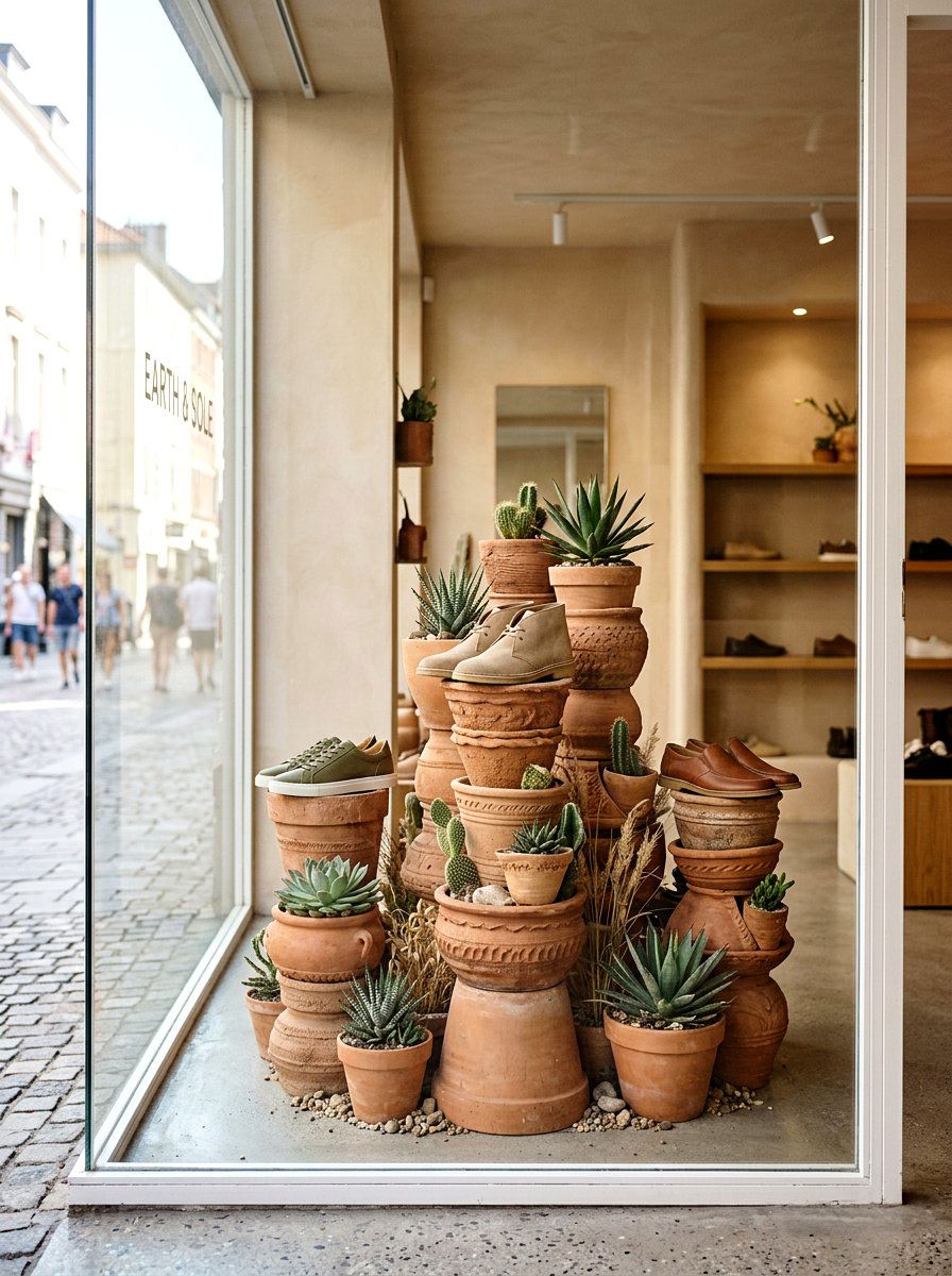 Terracotta Pot Stack - 25 Spring Shop Window Ideas