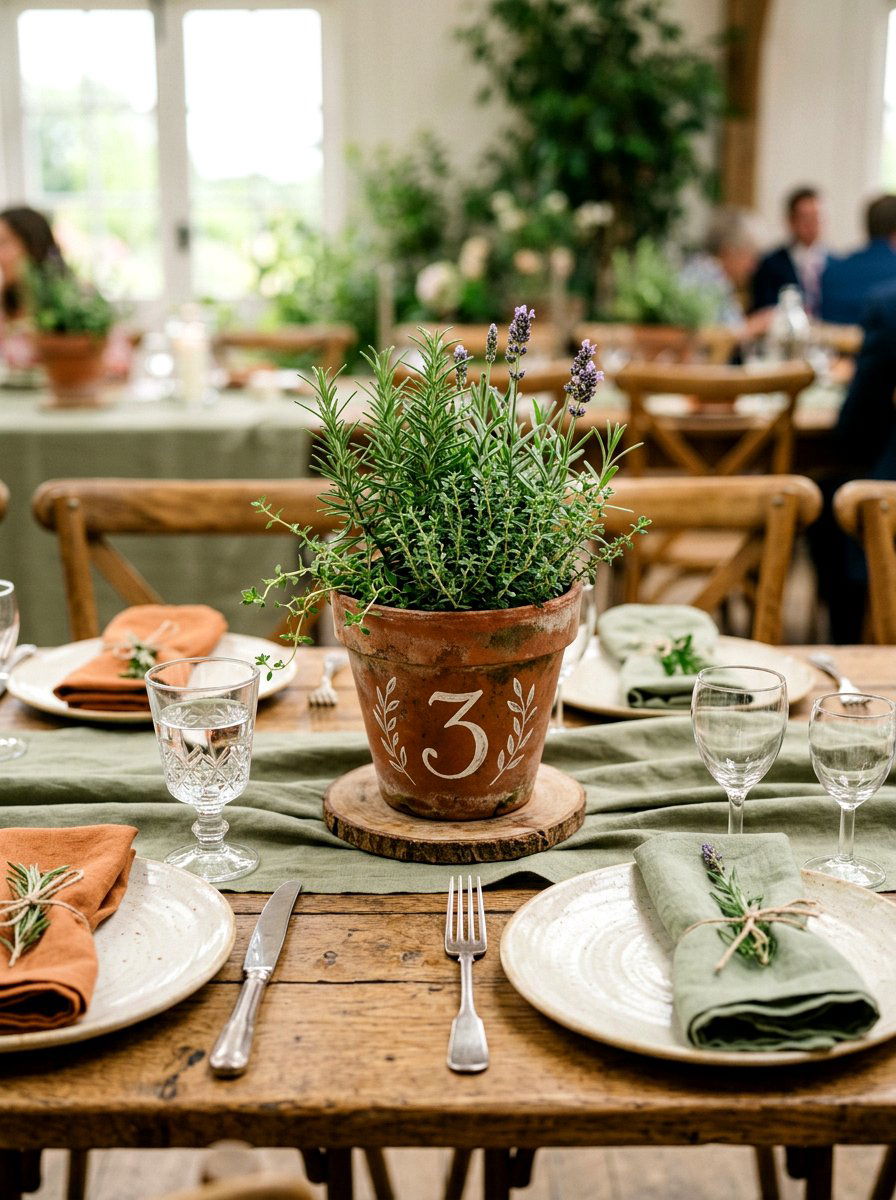 Terracotta Pot Table Number - 25 Spring Table Number Ideas