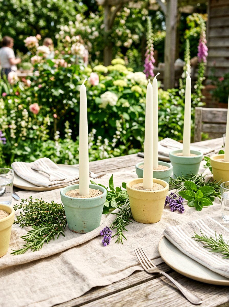 Terracotta Pot Taper Candle Holder - 25 Spring Candle Centerpiece Ideas