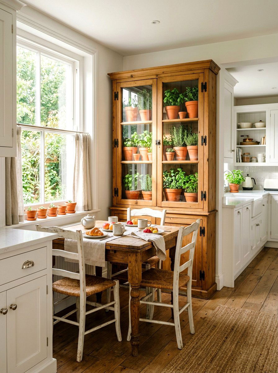 Terracotta Pots And Herbs - 25 Spring Curio Cabinet Ideas