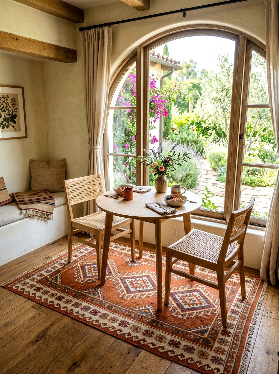 Terracotta Rug Breakfast Nook - 25 Spring Rug Ideas