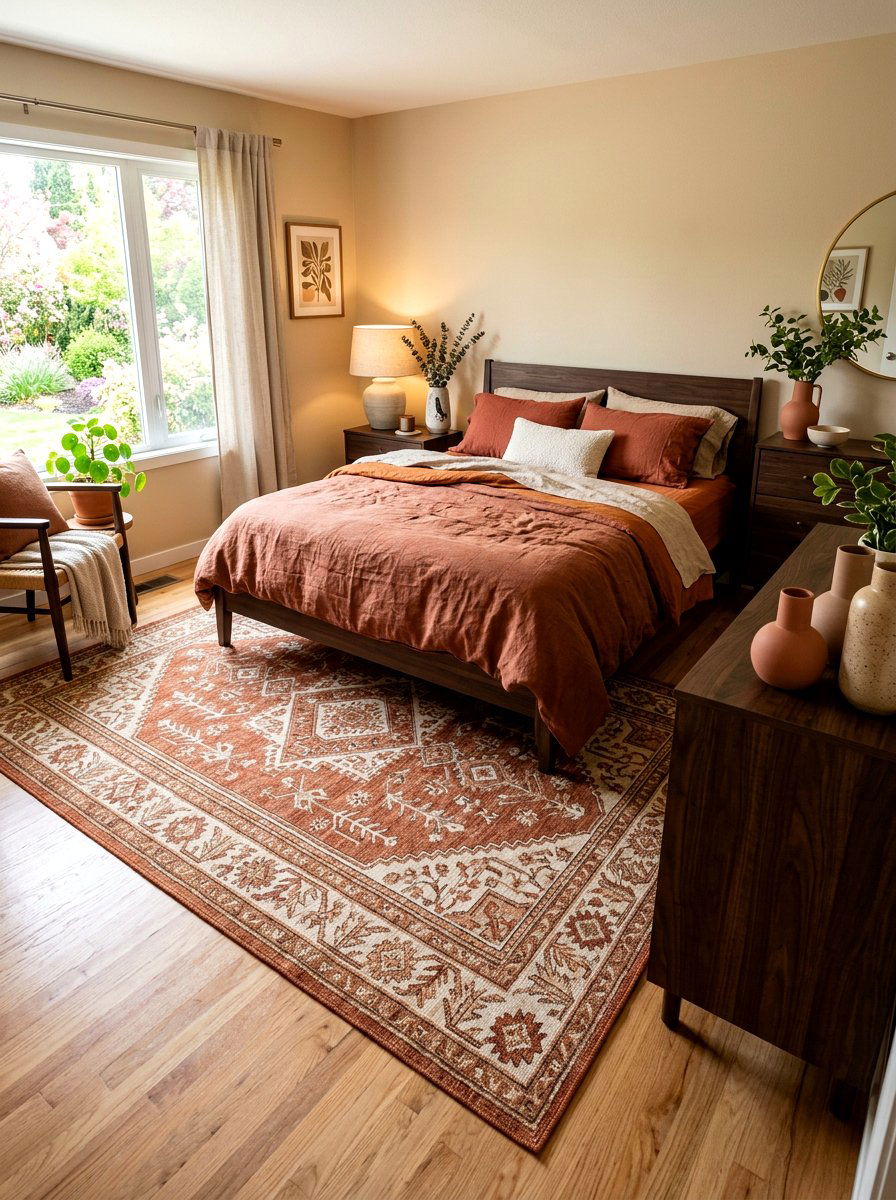 Terracotta Washable Rug - 25 Spring Bedroom Rug Ideas