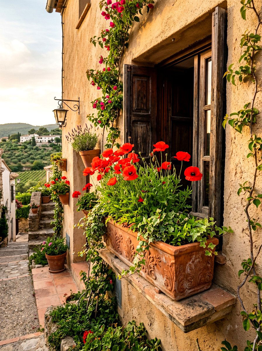 Terracotta Window Box - 25 Spring Flower Box Ideas