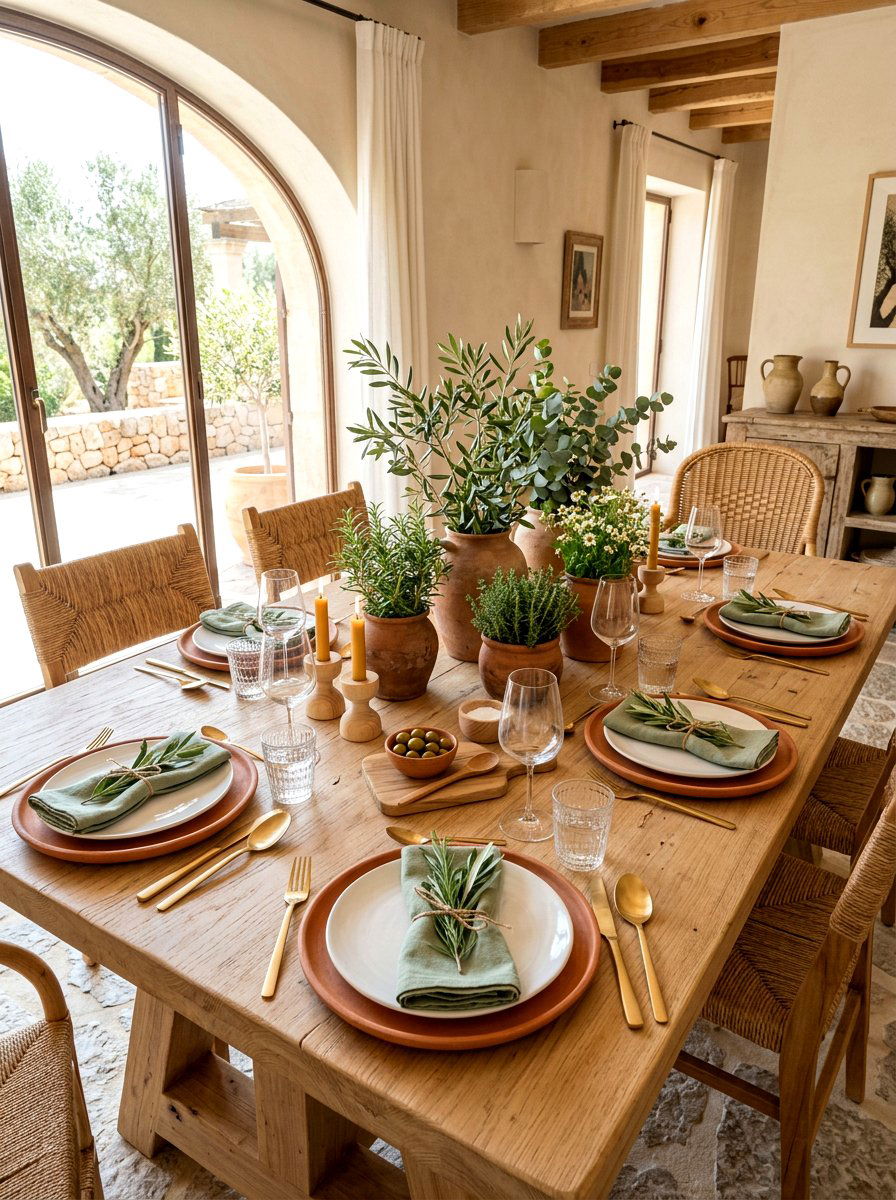 Terracotta and sage table setting - 25 Spring Place Setting Ideas