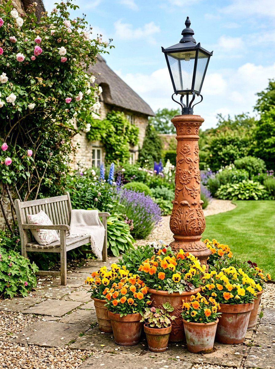 Terracotta lamp post - 25 Spring Lamp Post Decor Ideas