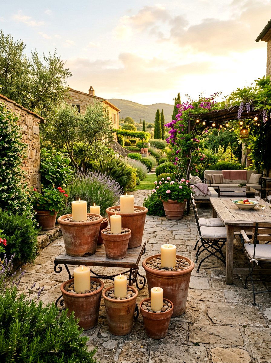 Terracotta pot pillar candle - 25 Spring Pillar Candle Ideas