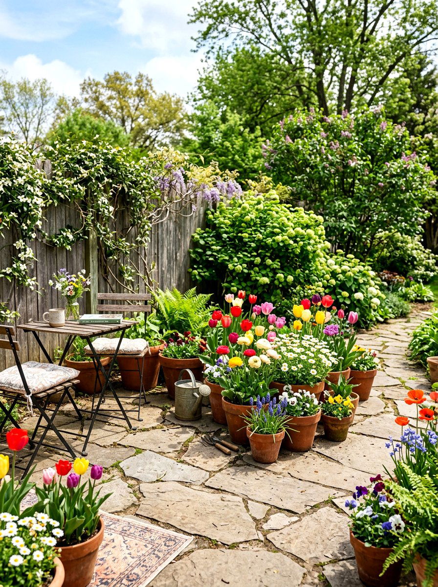 Terracotta pots patio