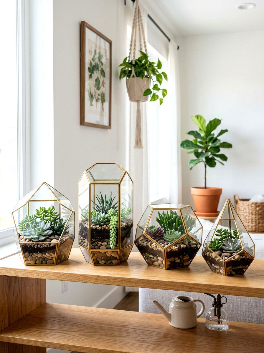 Terrarium And Succulent Spring Setup - 25 Spring Sofa Table Decor Ideas