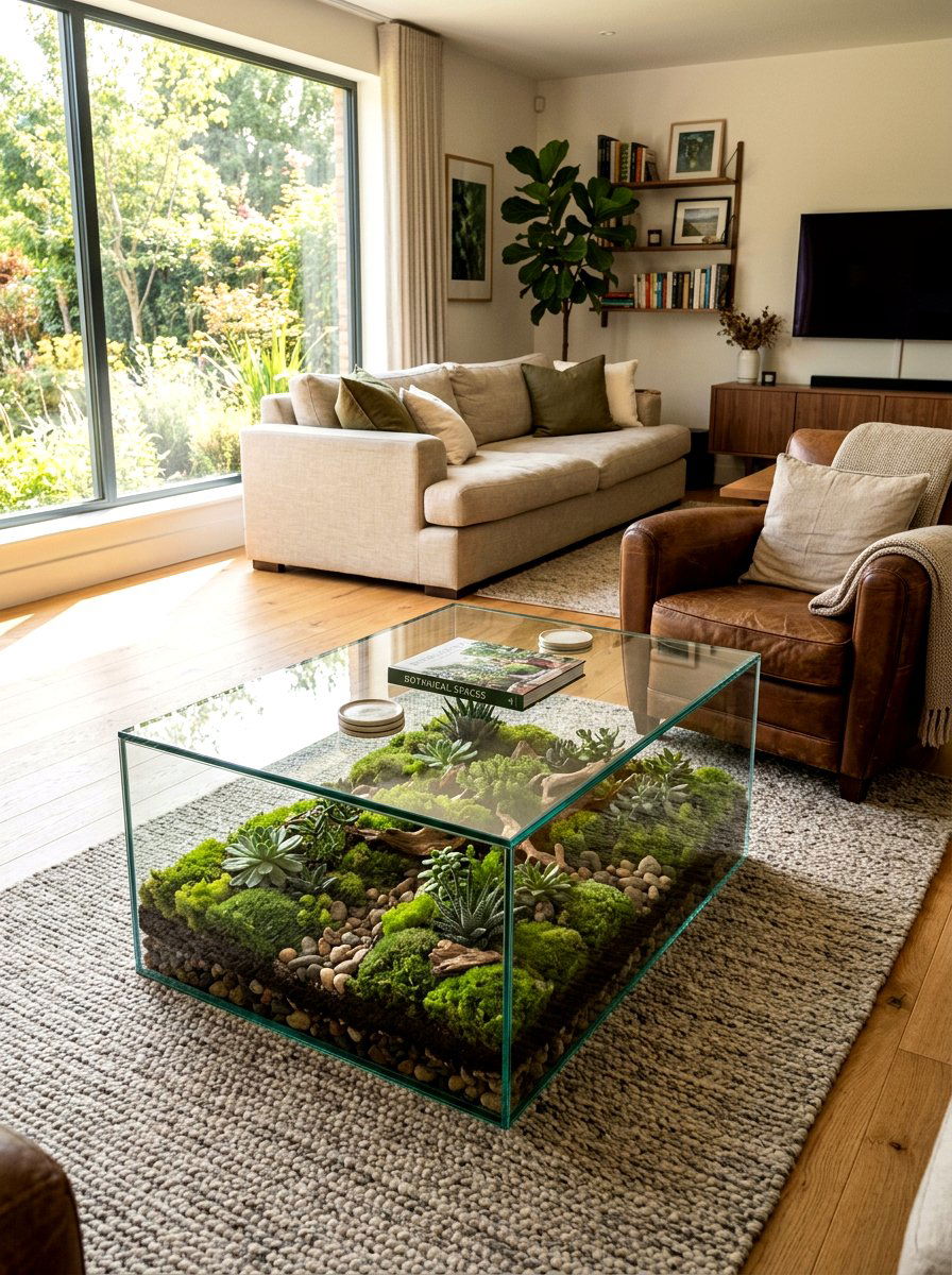 Terrarium Coffee Table - 25 Spring Decorating Ideas on a Budget