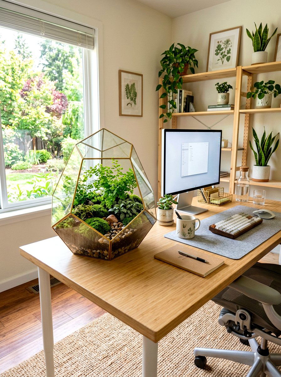 Terrarium Desk Layout - 25 Spring Desk Decor Ideas