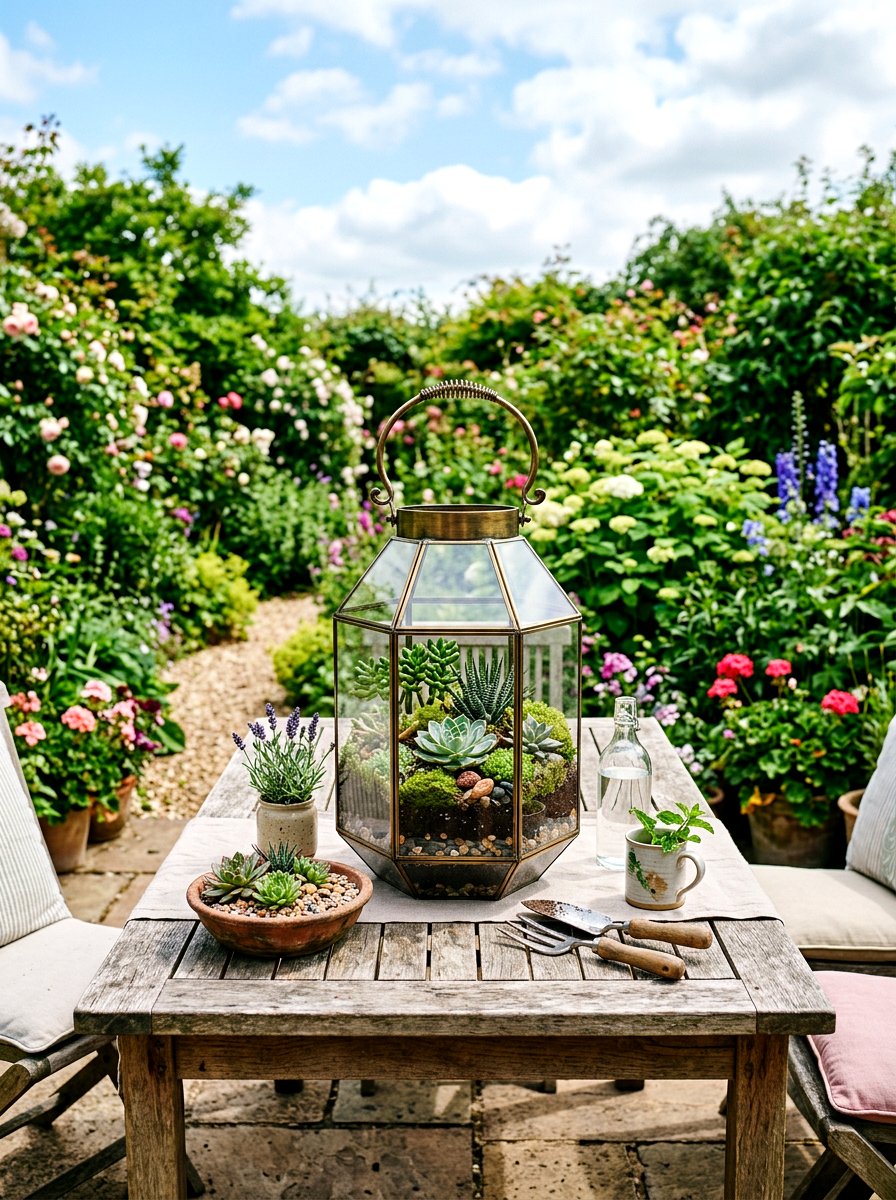 Terrarium Lantern Garden - 25 Spring Garden Lantern Ideas
